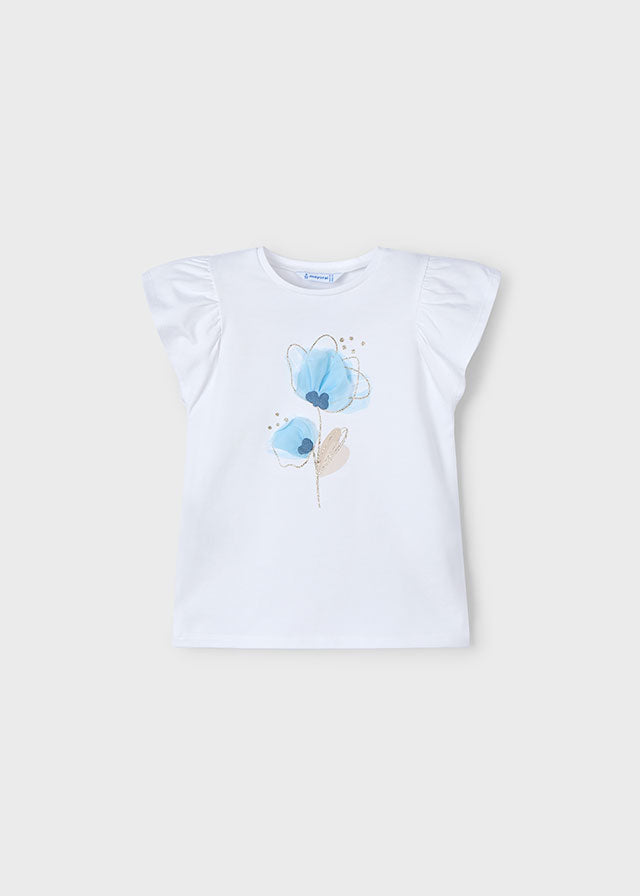 Mayoral S/S T-Shirt Sky Blue Flower