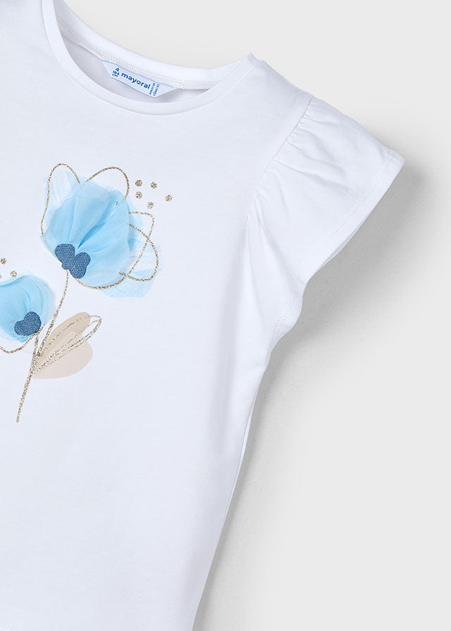 Mayoral S/S T-Shirt Sky Blue Flower