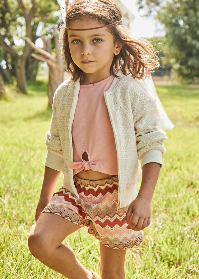 Mayoral Knit Short Set Salmon