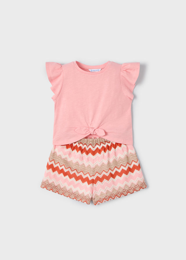 Mayoral Knit Short Set Salmon