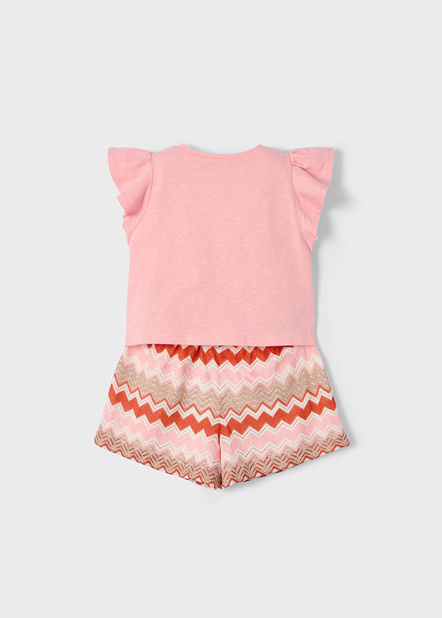 Mayoral Knit Short Set Salmon
