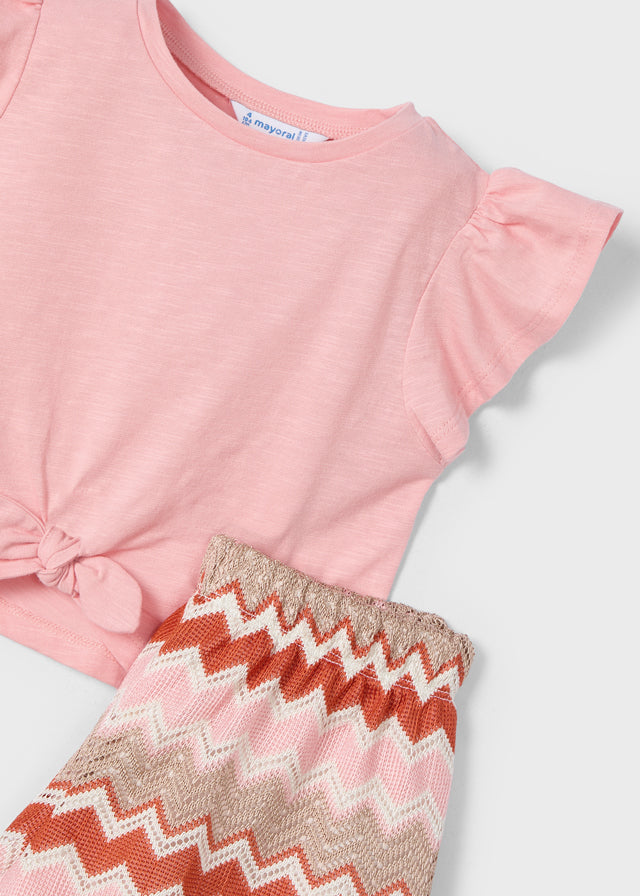 Mayoral Knit Short Set Salmon