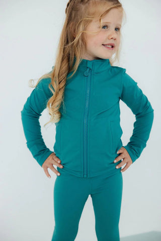 Mila & Rose Turbo Teal Full-Zip Ruffle Active Jacket