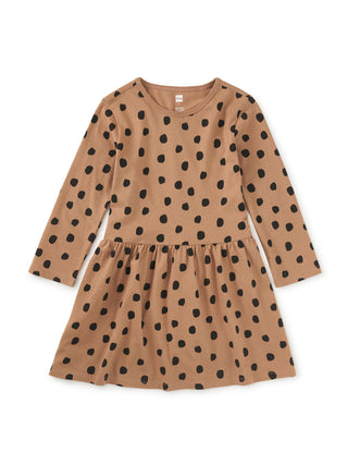 Tea Long Sleeve Skirted Dress Leopard Dots
