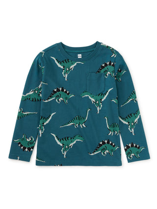 Tea Long Sleeve Printed Pocket Tee Dynamic Dinos