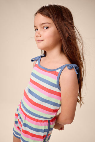 Tea Tie Shoulder Sporty Romper Scarlet