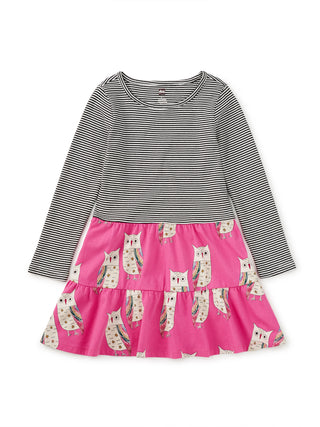 Tea Tiered Skirted Twirl Dress Rainbow Owl