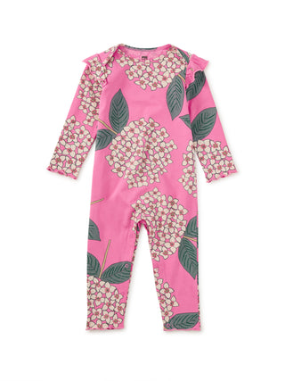 Tea Ruffle Shoulder Baby Romper Hydrangea