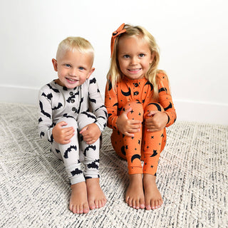 Gigi and Max - Vlad Gray Bats TWO PIECE Bamboo Halloween Kids Lounge Set