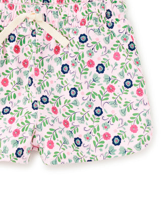 Tea Tie Waist Shorts Azuejos Florales