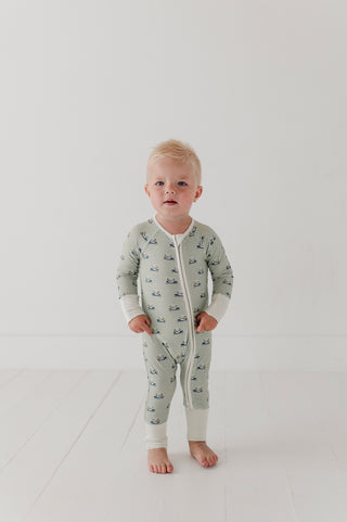 Baby Sprouts Long Sleeve Zip Romper Golf Cart