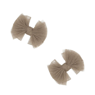 Baby Bling Bows - 2PK TULLE BABY FAB® CLIPS: pleated latte