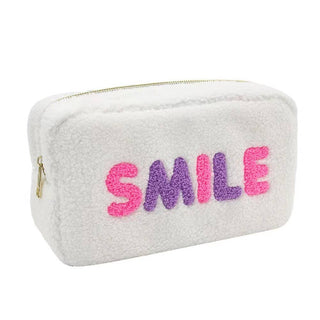Mavi Bandz - Varsity Collection Nylon Cosmetic Bag Sherpa Smile Chenille
