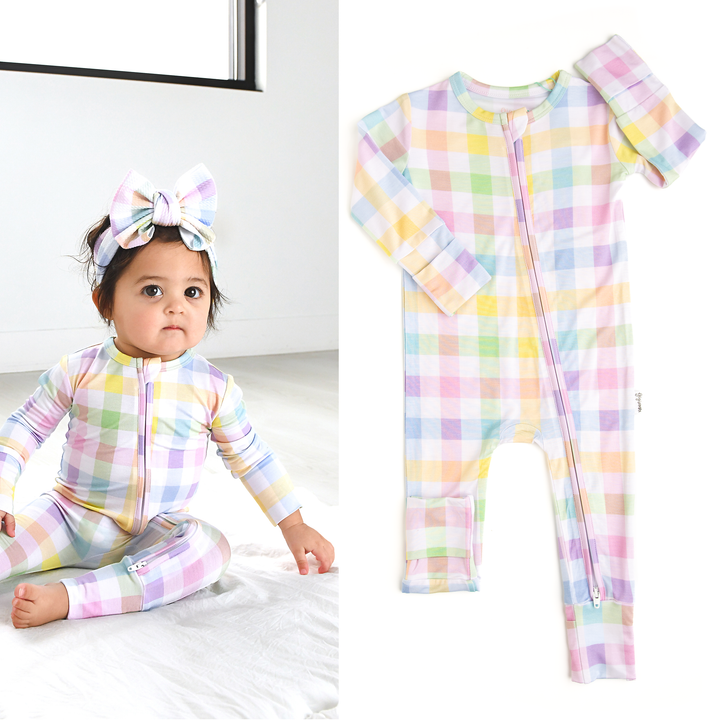 Gigi and Max - Winnie Pastel Plaid Zip Easter Kids Plaid Outfit