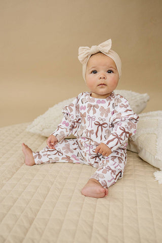 Lucky Panda Kids - Jogger Set | Mocha Bows