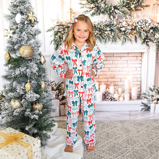 Gigi and Max - Belle Bows Kids Lounge Set matching christmas pajamas bamboo