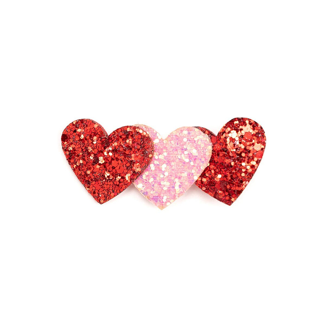 Sweet Wink - Pink and Red Glitter Hearts Valentine's Day Clip - Kids