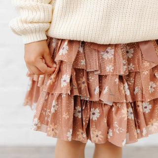 Sweet Wink - Ditsy Fall Floral Printed Tiered Tutu