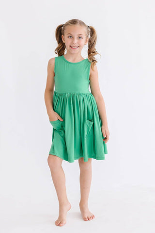 Mila & Rose Kelly Green Tank Pocket Twirl Dress | Girls Twirl Dress