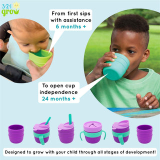 321 Grow - 321 Grow - 321 Grow Easy Learn Silicone Drink & Snack Set - Grape - Classy Rascals Boutique