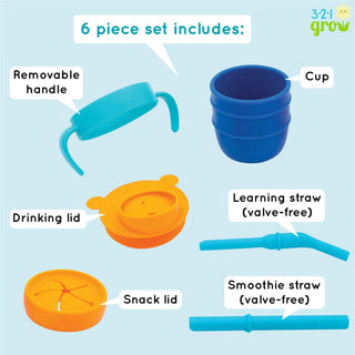 321 Grow - 321 Grow - 321 Grow Easy Learn Silicone Drink & Snack Set - Midnight - Classy Rascals Boutique