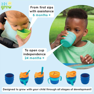 321 Grow - 321 Grow - 321 Grow Easy Learn Silicone Drink & Snack Set - Midnight - Classy Rascals Boutique
