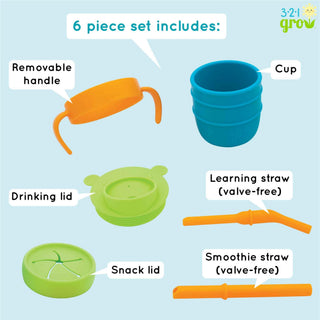 321 Grow - 321 Grow - 321 Grow Easy Learn Silicone Drink & Snack Set - Ocean - Classy Rascals Boutique