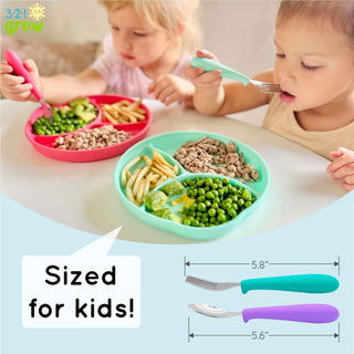 321 Grow - 321 Grow - 321 Grow Eat with Me Silicone Spoon and Fork Set - Grape - Classy Rascals Boutique