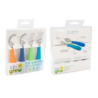 321 Grow - 321 Grow - 321 Grow Eat with Me Silicone Spoon and Fork Set - Midnight - Classy Rascals Boutique