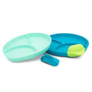 321 Grow - 321 Grow - 321 Grow Silicone Easy Scoop & Hold Plate Set - Ocean - Classy Rascals Boutique