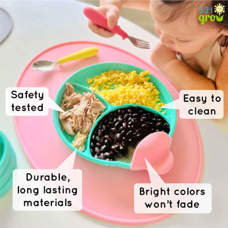 321 Grow - 321 Grow - 321 Grow Silicone Easy Scoop & Hold Plate Set - Plum - Classy Rascals Boutique