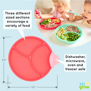 321 Grow - 321 Grow - 321 Grow Silicone Easy Scoop & Hold Plate Set - Plum - Classy Rascals Boutique