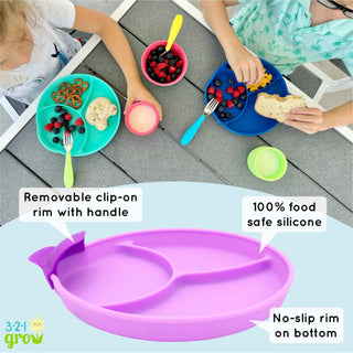 321 Grow - 321 Grow - 321 Grow Silicone Easy Scoop & Hold Plate Set - Plum - Classy Rascals Boutique
