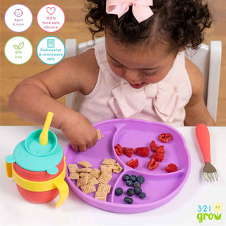321 Grow - 321 Grow - 321 Grow Silicone Easy Scoop & Hold Plate Set - Watermelon - Classy Rascals Boutique