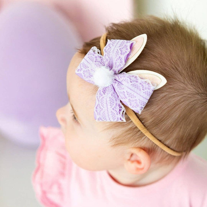 Sweet Wink - Lavender Lace Easter Bunny Bow Baby Headband - Easter Basket