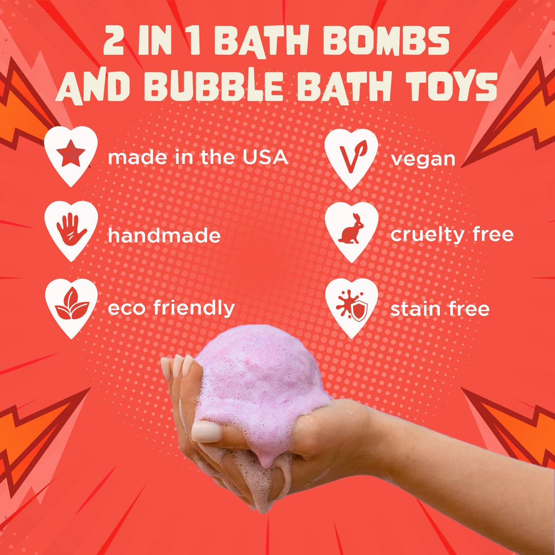 Two Sisters Spa - 1 Pack Superhero Bath Bombs for Kids with Toy Surprises