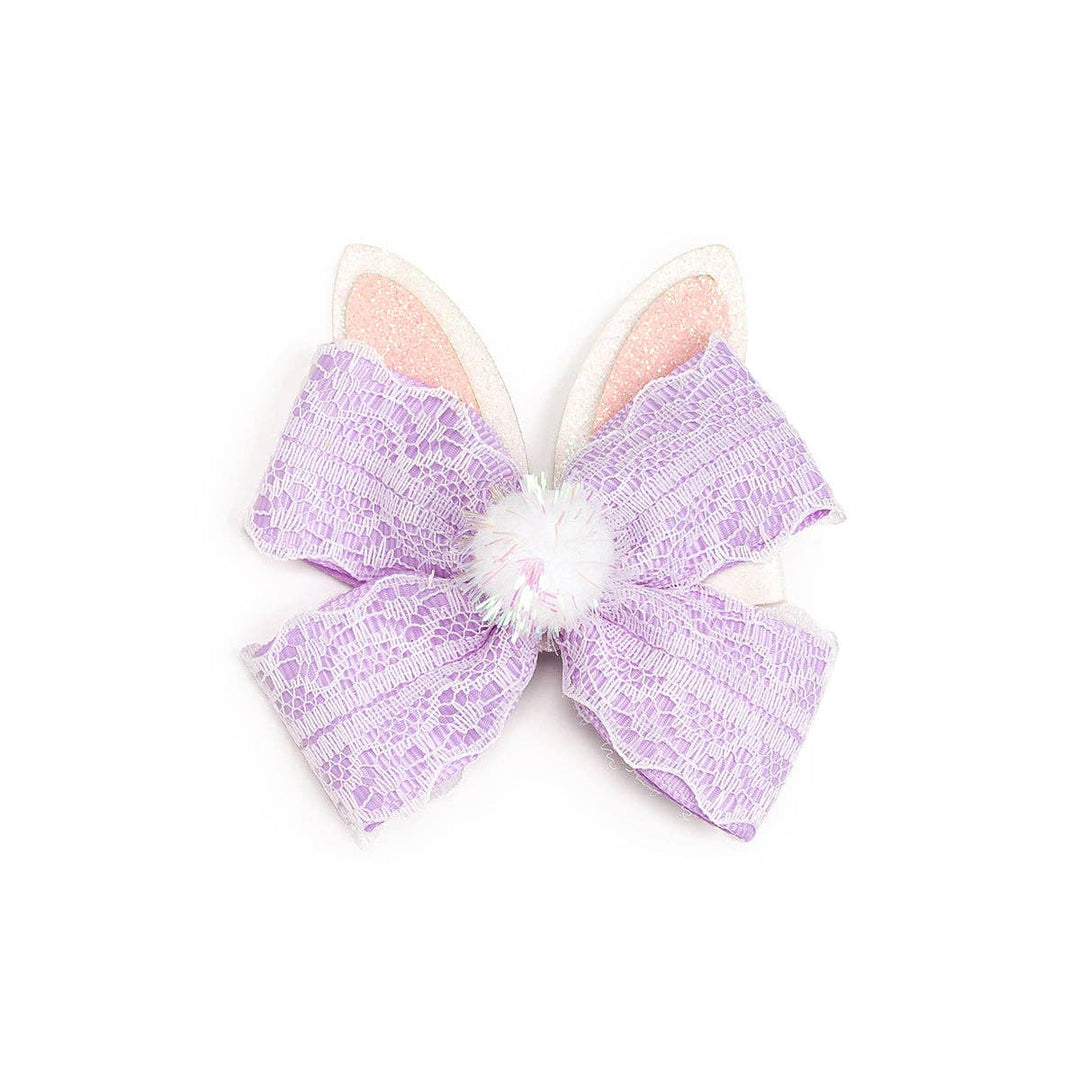 Sweet Wink - Lavender Lace Easter Bunny Bow Clip - Girls - Easter Basket