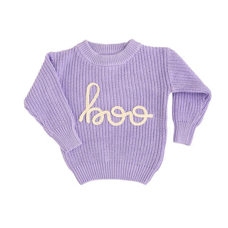 Gigi and Max - Boo Purple SWEATER Solid Knit Halloween Toddler Kids Top