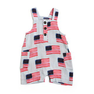 Gigi and Max - George Blue Flag Organic Coastal Coveralls 4th of July