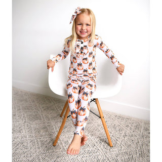 Gigi and Max - Lilith Pumpkin RUFFLE TWO PIECE Bamboo Halloween Lounge Set