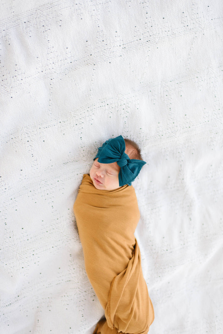 Baby Bling Bows - THE KNOT Soft nylon headband: emerald