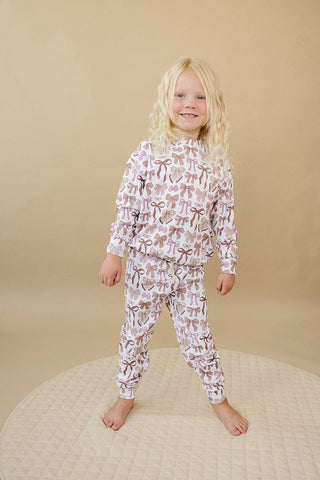 Lucky Panda Kids - Jogger Set | Mocha Bows