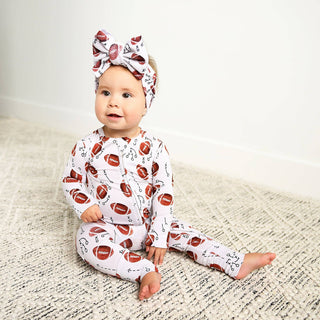 Gigi and Max - Brady Football ZIP Bamboo One Piece Baby Outfit