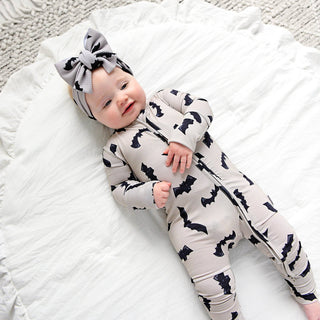 Gigi and Max - Vlad Gray Bats ZIP Bamboo Halloween Sleepies Little
