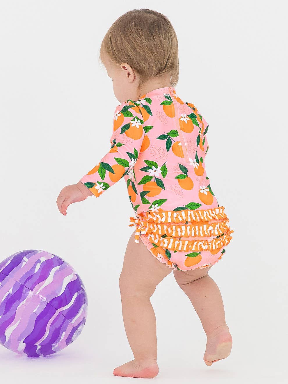 RuffleButts - Orange You The Sweetest Long Sleeve One Piece Rash Guard