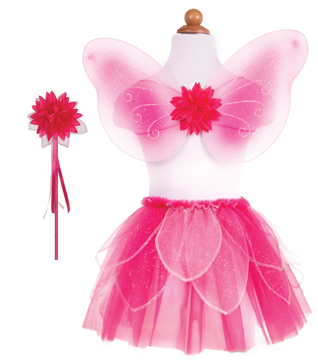 Great Pretenders Fancy Flutter Skirt Pink with Wings & Wand