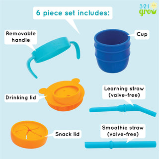 321 Grow - 321 Grow Easy Learn Silicone Drink & Snack Set - Midnight