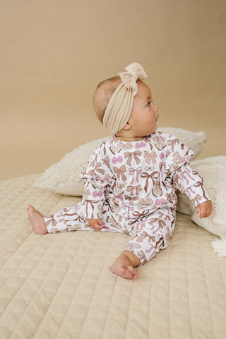 Lucky Panda Kids - Jogger Set | Mocha Bows