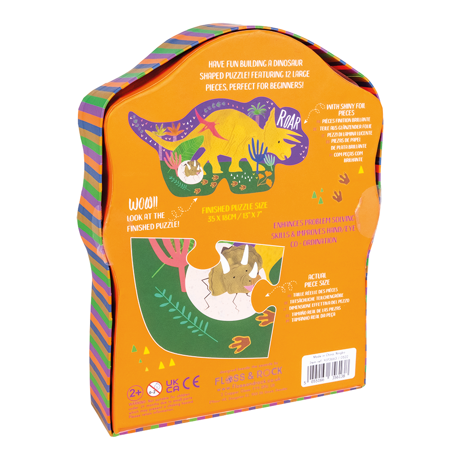 Floss & Rock 12pc Dino Shaped Jigsaw Puzzle