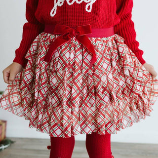 Sweet Wink - Christmas Plaid Bow Tiered Tutu - Kids Boutique Clothing